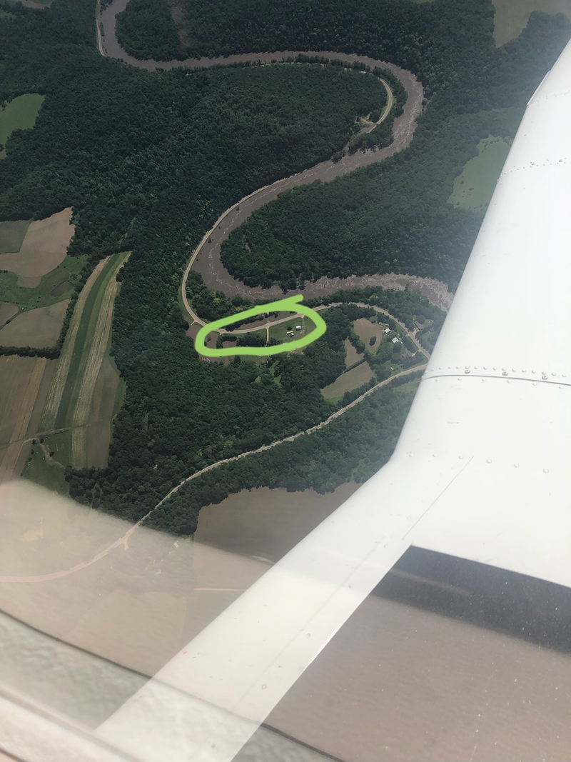 My dad was out flying and got this photo. That’s us in the green.